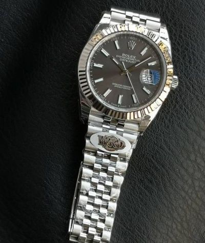 WKD Factory Rolex Datejust 41mm 3235 Movement Index Markers Grey Face Jubilee Band Watch